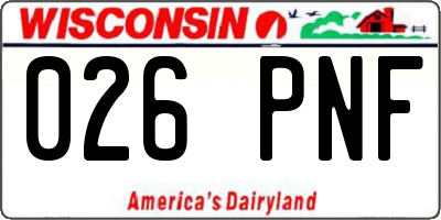 WI license plate 026PNF