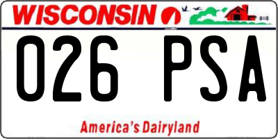 WI license plate 026PSA