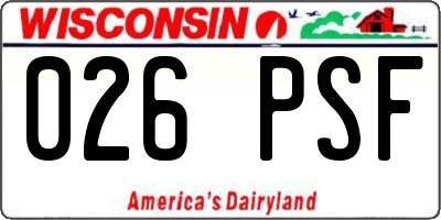 WI license plate 026PSF