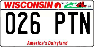 WI license plate 026PTN