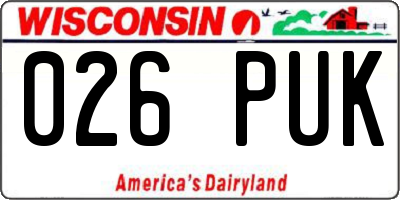 WI license plate 026PUK