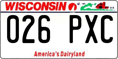 WI license plate 026PXC
