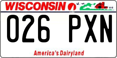 WI license plate 026PXN