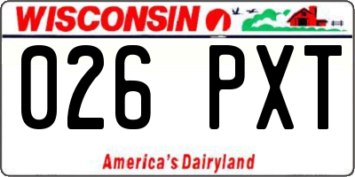 WI license plate 026PXT