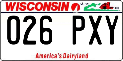 WI license plate 026PXY