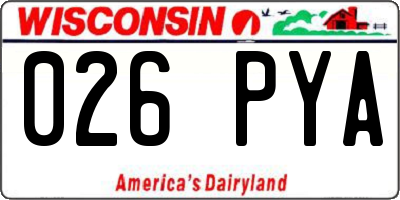 WI license plate 026PYA