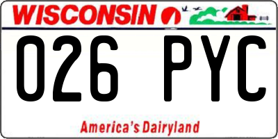 WI license plate 026PYC