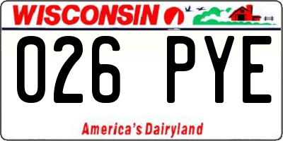 WI license plate 026PYE
