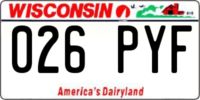WI license plate 026PYF