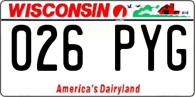 WI license plate 026PYG