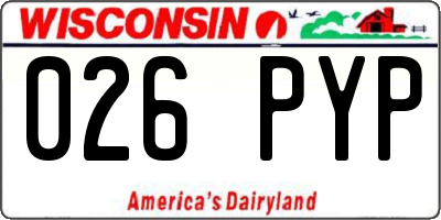 WI license plate 026PYP