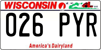 WI license plate 026PYR