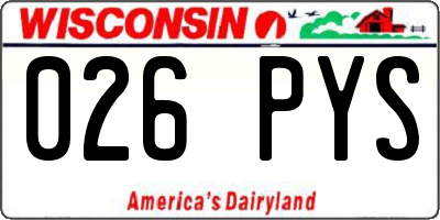 WI license plate 026PYS