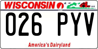 WI license plate 026PYV