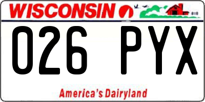 WI license plate 026PYX