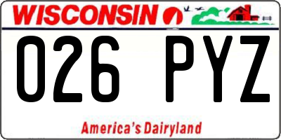 WI license plate 026PYZ