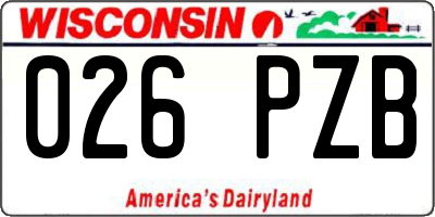 WI license plate 026PZB