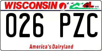WI license plate 026PZC