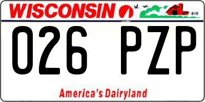WI license plate 026PZP