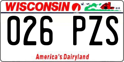 WI license plate 026PZS