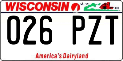 WI license plate 026PZT