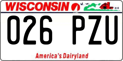 WI license plate 026PZU