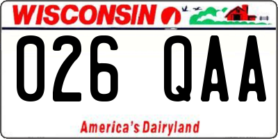 WI license plate 026QAA