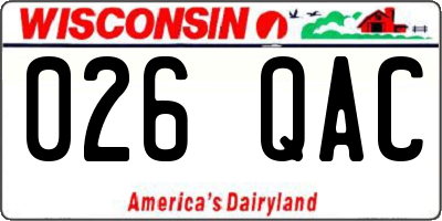 WI license plate 026QAC