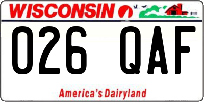 WI license plate 026QAF