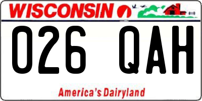 WI license plate 026QAH