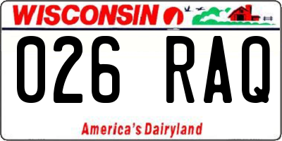 WI license plate 026RAQ