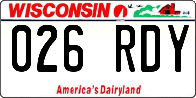 WI license plate 026RDY