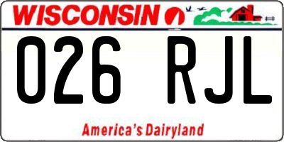 WI license plate 026RJL