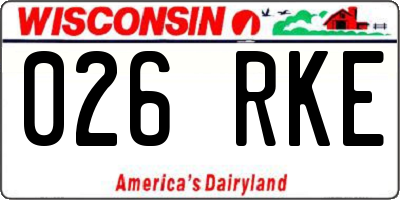 WI license plate 026RKE