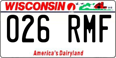 WI license plate 026RMF