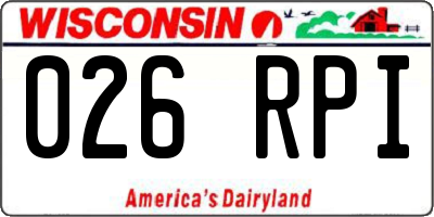 WI license plate 026RPI