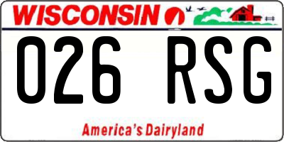 WI license plate 026RSG