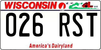 WI license plate 026RST