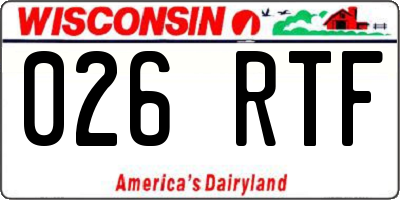 WI license plate 026RTF
