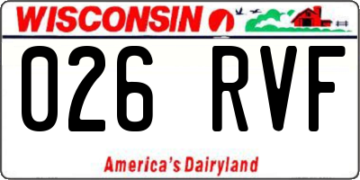WI license plate 026RVF