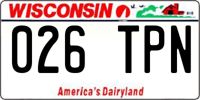 WI license plate 026TPN