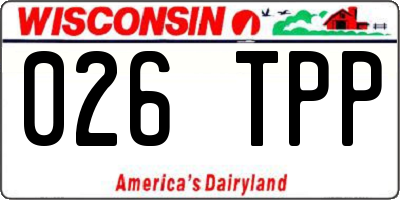 WI license plate 026TPP