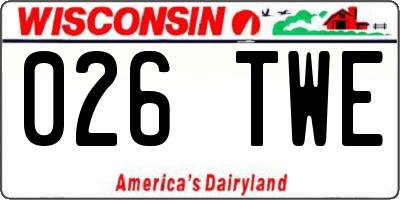 WI license plate 026TWE
