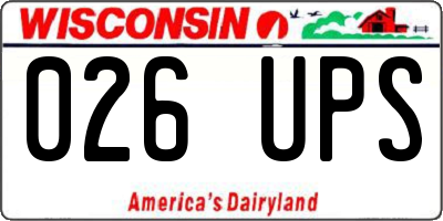 WI license plate 026UPS
