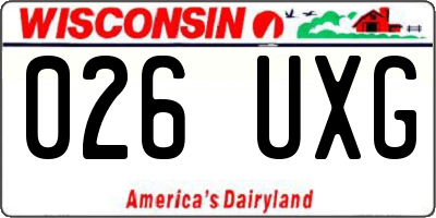 WI license plate 026UXG