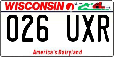 WI license plate 026UXR