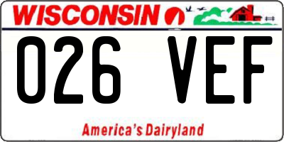 WI license plate 026VEF