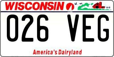 WI license plate 026VEG