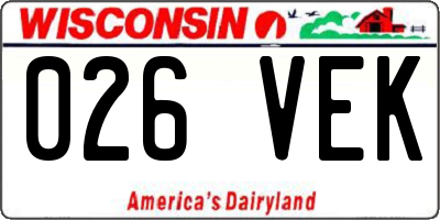 WI license plate 026VEK