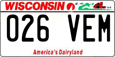 WI license plate 026VEM